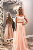 LTP0788,Two Piece Prom Dresses Spaghetti Straps A Line Long Sparkly Prom HZ0307