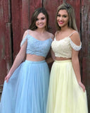LTP0787,Off the shoulder applique beaded tulle evening formal gown custom made prom HZ0307