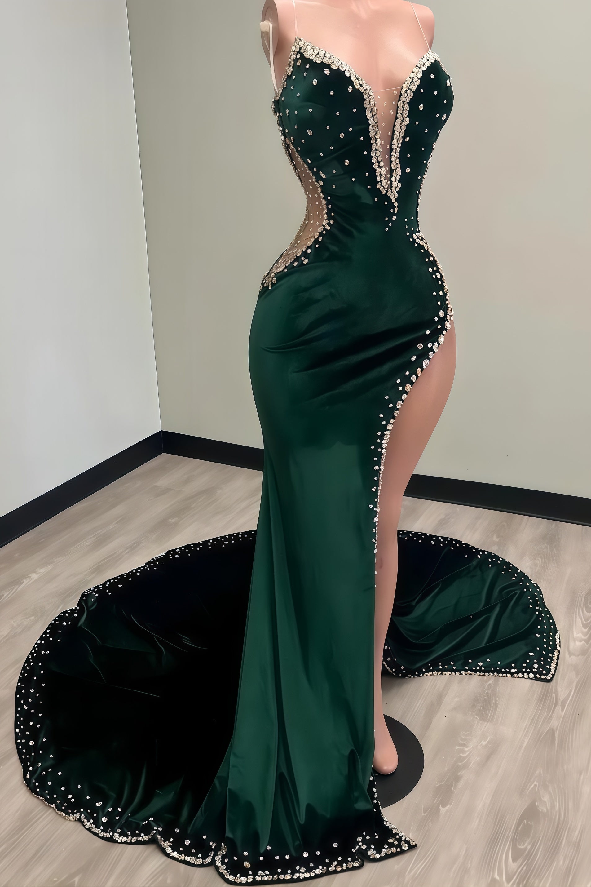 Emerald Green Mermaid Prom Dress - Long Formal Gown with HZ0307
