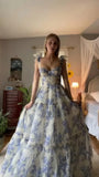 LTP1617,Fairy Tales Printed Sleeveless A-Line Prom Dresses Long Evening Party HZ0307
