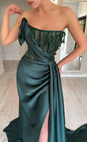 High Quality Dark Green Beaded Prom Dress With HZ0307