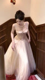 Light Pink A-line Prom Dresses Tulle Evening Party HZ0307
