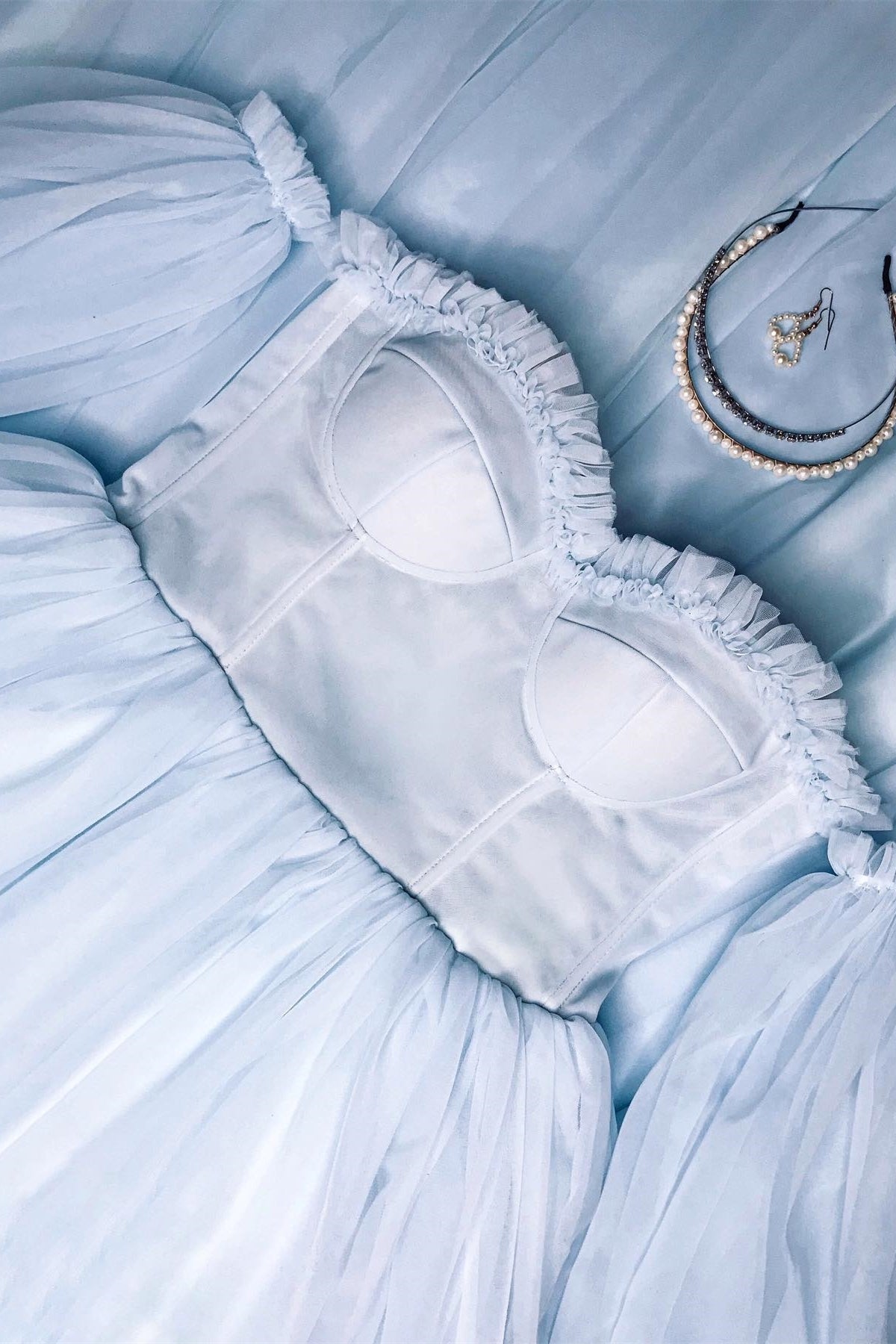 Light Blue Off the Shoulder Long Sleeves Formal HZ0307
