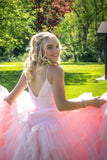 Light Blue Tiered Layers A-line Long Formal HZ0307
