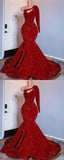 Mermaid Red Sequin Prom Dresses Trumpet One Sleeve Evening Party HZ0307