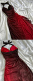 Special Gradient Color Burgundy Prom Dress, Tie Halter Date/Birthday Party HZ0307