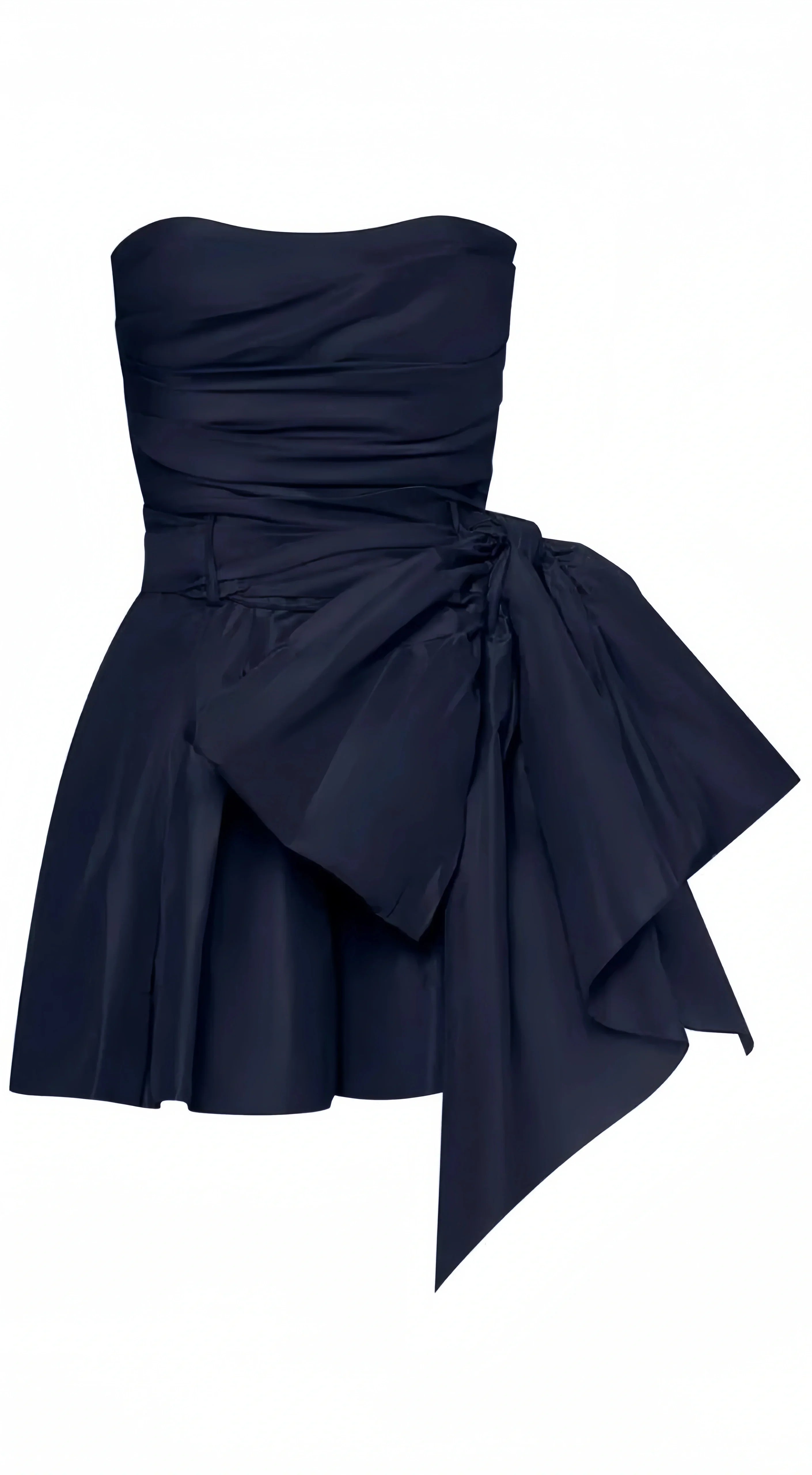 Navy Blue Homecoming Dress - Strapless A-Line with Bowknot HZ0307