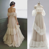 Off The Shoulder A-Line Wedding Dress, Ruffle Party HZ0307