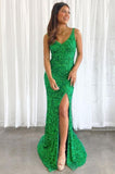 LTP0796,Green mermaid prom dresses v-neck evening formal HZ0307
