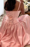 Pink Appliques Evening Dresses, A-Line Satin Prom HZ0307
