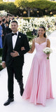 Pink Appliques Evening Dresses, A-Line Satin Prom HZ0307