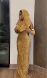 Pretty Sheath V Neckline Red Sequin Long Prom Dresses Formal Evening Dress , HZ0307