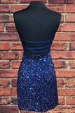 Red Sequin Tight Homecoming Dress Lace Up Back Short Party Dress, HZ0307