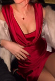 Red Homecoming Dress,Natural Hanging Neck Bodycon Short Birthday Party HZ0307