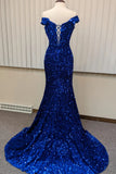Red Sequin Mermaid Off the Shoulder Long Formal HZ0307