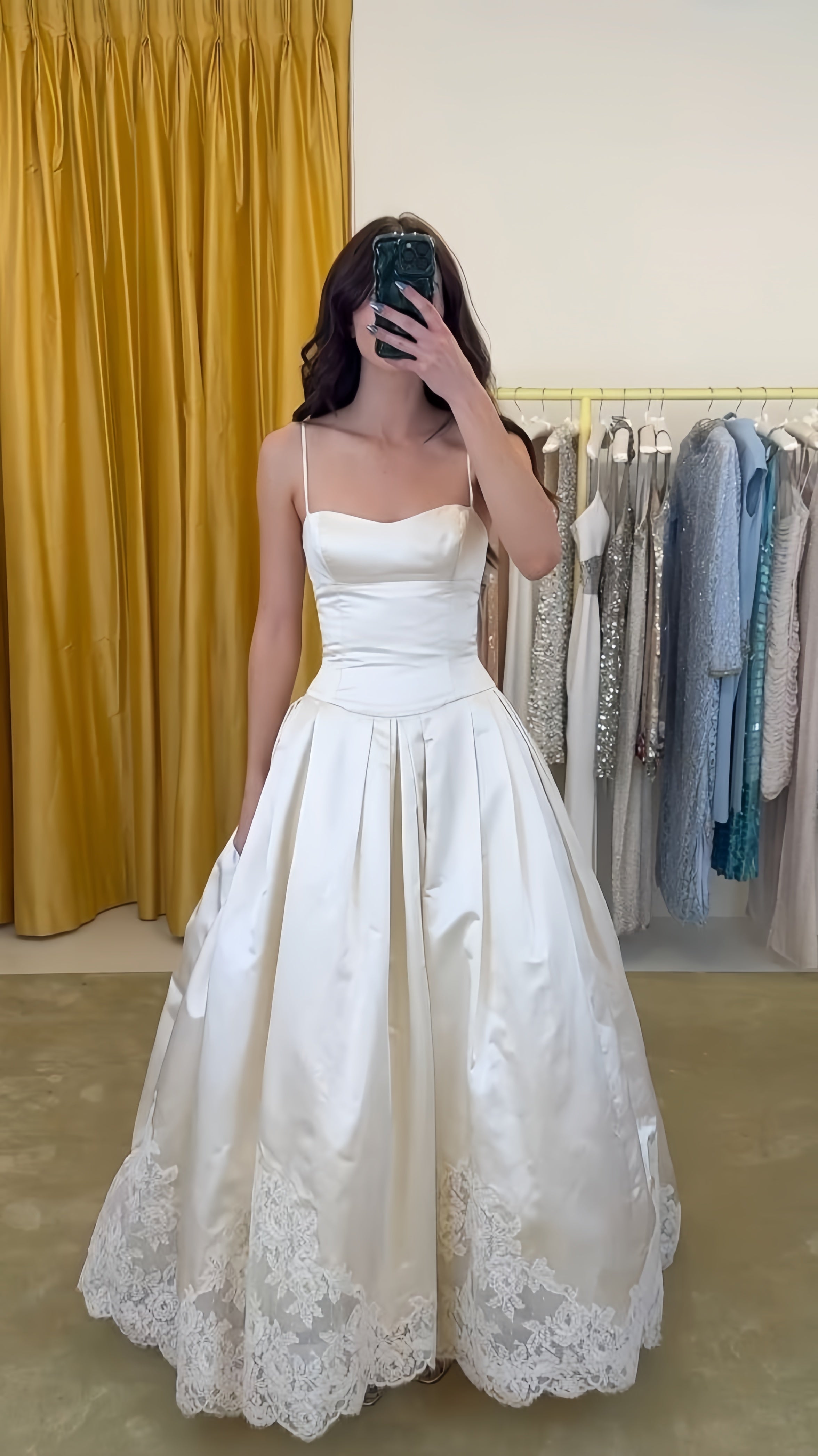 Retro Off White Bridal Gown Spaghetti Straps Lace Wedding Dresses, Prom Ball HZ0307