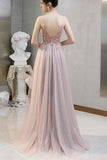 Rhinestons Blue A-line Tulle Formal HZ0307