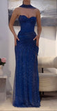 Royal Blue Sweetheart Sheath Long Prom Dresses Glitter Party HZ0307