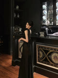 Sexy A Line One Shoulder Black Floor Length Prom Dresses Birthday Dress, HZ0307