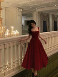 Sexy A Line Straps Red Ankle Length Prom Dresses Birthday HZ0307