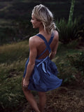 Sexy V-Neck Tulle Homecoming Dresses A-Line Cross Back Party Gown, HZ0307