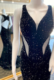 Sexy Black Sequin Mermaid Long Formal HZ0307