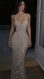 Shining Mermaid Prom Dress, Sexy Halter Long Evening Gown, HZ0307