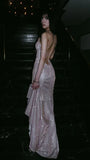 Shiny Mermaid Long Prom Dresses Cross Back Evening Formal HZ0307
