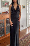 Simple Prom Dresses Cross Back Evening Party Dress Sleeveless Formal HZ0307