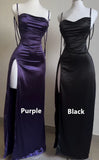 Simple Prom Dresses Sheath Satin Long Sexy Party HZ0307