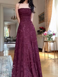 Spaghetti Straps Burgundy Lace Prom Dresses Sheath Formal Party HZ0307