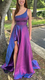 Sparkle One Shoulder Beaded A-line Evening Prom HZ0307