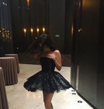 Strapless Black Sequin Homecoming Dress Mini Party HZ0307