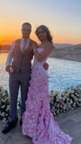 Strapless Pink Floral Mermaid Party Evening Dress, Formal Celebrity HZ0307