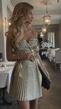 Strapless Pleated Short Party Dress, HZ0307