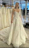 Strapless A-line White Bridal Dresses Sleeveless Wedding HZ0307