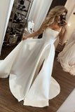 Straps White A-Line Satin Wedding HZ0307