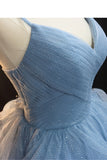 Straps Blue A-line Layers Long Formal HZ0307