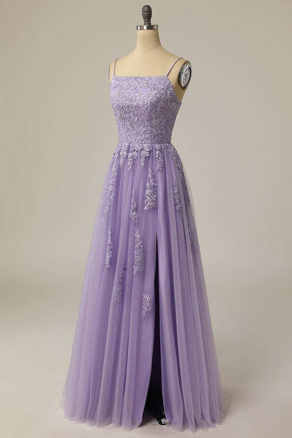 Straps Lavender A-line Appliques Long Prom HZ0307