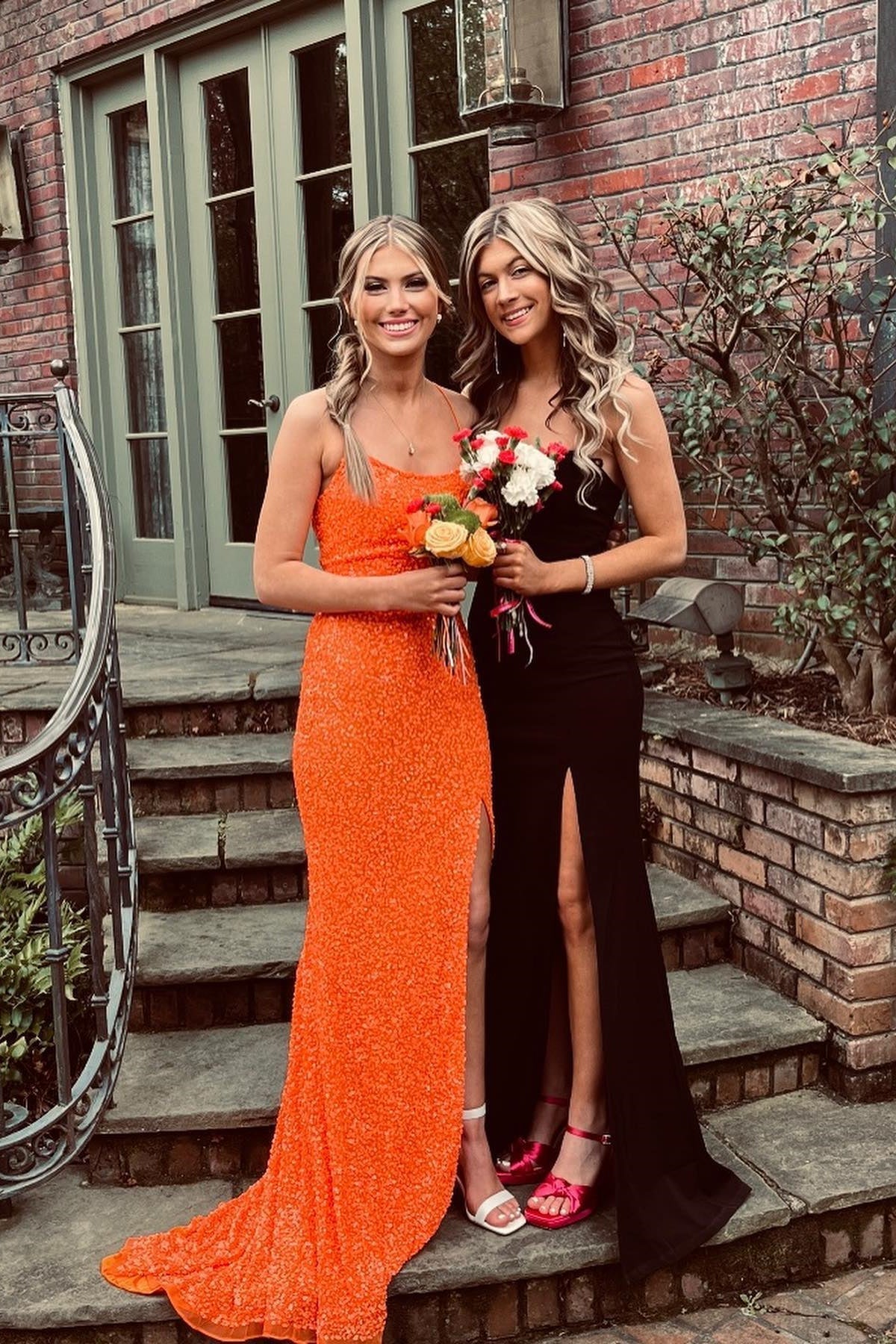 Straps Orange Sequin Mermaid Long Formal HZ0307