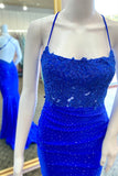 Straps Royal Blue Beaded Mermaid Long Formal HZ0307