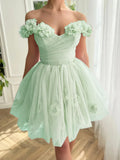 Stunning Lilac Floral Homecoming Dresses Mini School Dance Dress, HZ0307