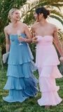 Sweetheart Chiffon Pleated Ball Gown, Ruffle Evening Prom HZ0307