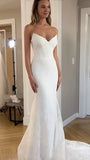 Sweetheart White Mermaid Lace Wedding Dresses With Sweep Train, HZ0307