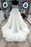 Sweetheart White Corset Ruffles Long Formal HZ0307