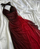 Special Gradient Color Burgundy Prom Dress, Tie Halter Date/Birthday Party HZ0307