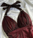 Special Gradient Color Burgundy Prom Dress, Tie Halter Date/Birthday Party HZ0307