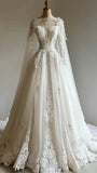 Vintage Beaded V-Neck Wedding Dresses A-Line Royal Bridal HZ0307