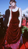 Vintage Burgundy Velvet Ball Gown Long Prom Evening HZ0307