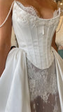 Vintage Lace Satin Wedding Dresses, HZ0307